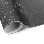 Zwart Glam Bloemen Sparkly Metallic Rozen Glas Cadeaupapier (Rol Hoek)