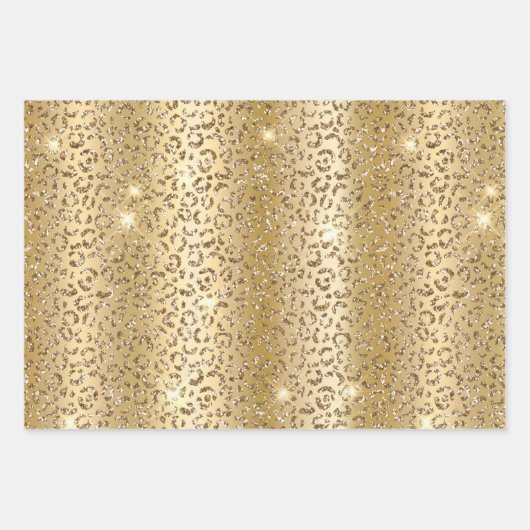 Zwart Glam Gold Glitter Luipaard Inpakpapier Vel (Voorkant)