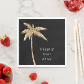Zwart Glam Gold Glitter Palm Tree Servet (Insitu)