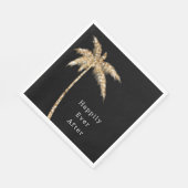 Zwart Glam Gold Glitter Palm Tree Servet (Hoek)