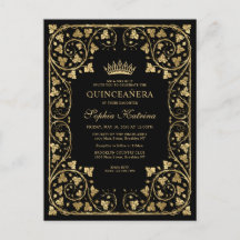  zwart Glam Gold Lijst Tiara Quinceanera