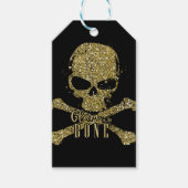 Zwart Glam naar de Bone Gold Glitter Skull Sparkle Cadeaulabel (Voorkant)