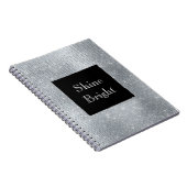Zwart Glam Zilver Glitzy Sparkle Notitieboek (Rechterzijde)