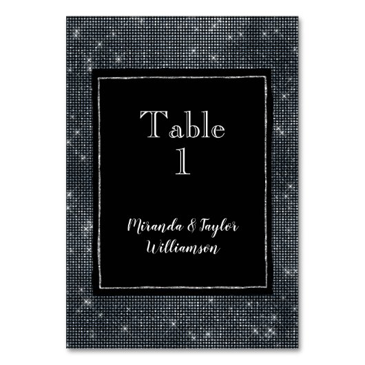 Zwart Glam Zilver Sparkle Kaart (Voorkant)