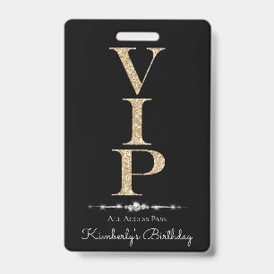 Zwart Glamoureuze Diamanten Gouden Glitter VIP Loy Badge