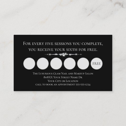 Zwart Glamoureuze Diamanten Gouden Glitter VIP Loy Visitekaartje (Achterkant)