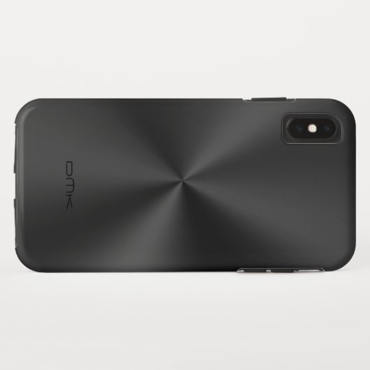 Zwart glanzend faux roestvrij staal Case-Mate iPhone case (Achterkant (horizontaal))