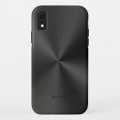 Zwart glanzend faux roestvrij staal look monogram Case-Mate iPhone case (Achterkant)