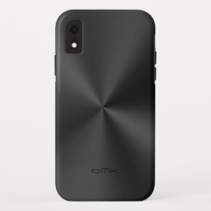 Zwart glanzend faux roestvrij staal look monogram Case-Mate iPhone case