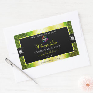 Zwart Glanzend Geel Groen met Logo Product Label