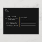 Zwart & glanzend gouden streep modern uitstel van aankondigingskaart (Achterkant)