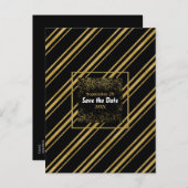 Zwart & glanzend gouden streep moderne uitnodiging (Voorkant / Achterkant)
