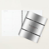 Zwart & glanzend metallic zilveren strepen planner (Display)