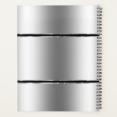 Zwart & glanzend metallic zilveren strepen planner (Achterkant)