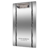 Zwart & glanzend metallic zilvergrijs strepen klembord (Links)