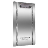 Zwart & glanzend metallic zilvergrijs strepen klembord (Rechts)