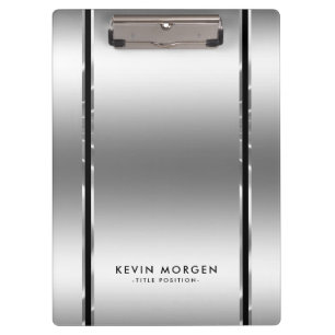 Zwart & glanzend metallic zilvergrijs strepen klembord