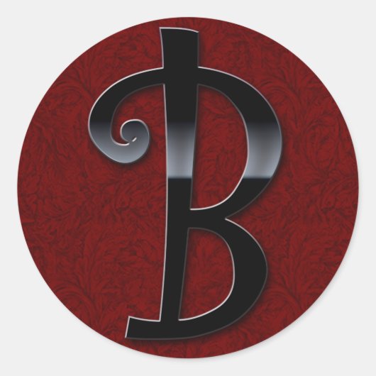 Zwart glanzend Monogram - B Ronde Sticker (Voorkant)