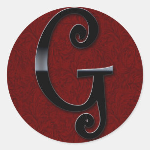 Zwart glanzend Monogram - G Ronde Sticker