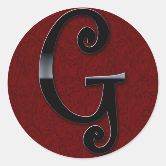 Zwart glanzend Monogram - G Ronde Sticker (Voorkant)