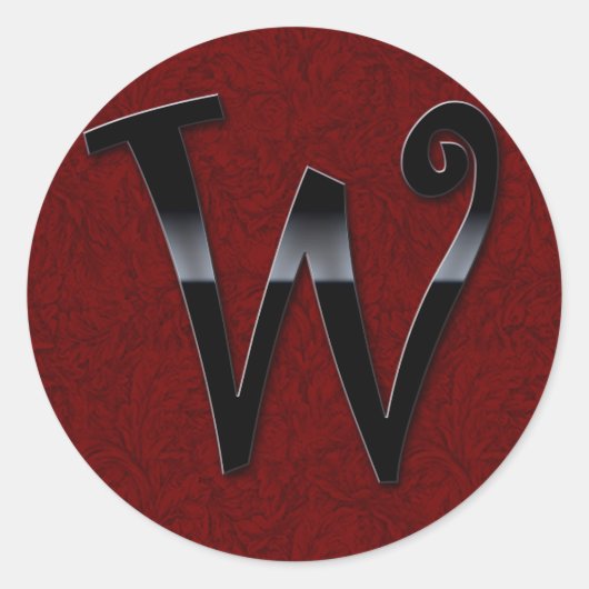 Zwart glanzend Monogram - W Ronde Sticker (Voorkant)