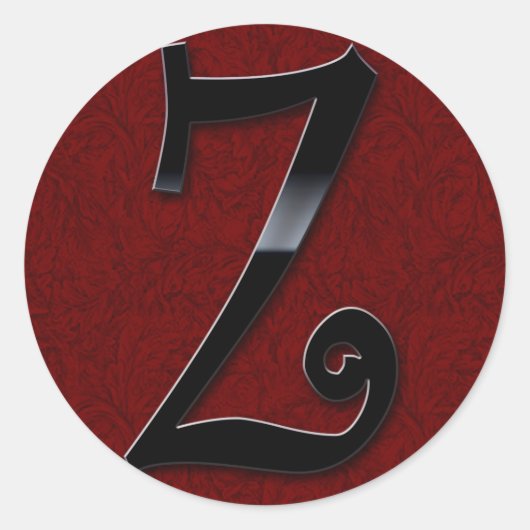 Zwart glanzend Monogram - Z Ronde Sticker (Voorkant)