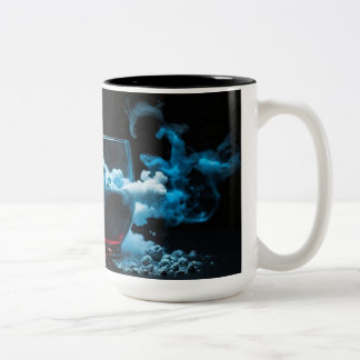 Zwart & Glas dat rook Abstract Modern Tweekleurige Koffiemok