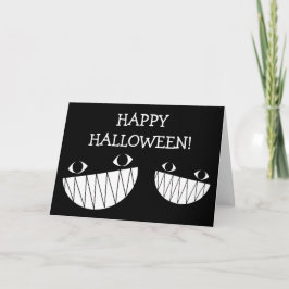 Zwart, Glimlachend, Halloween Gevouwen Wenskaart Kaart