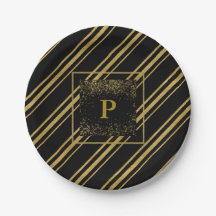 Zwart & glinsterend gouden candy cane streep chic