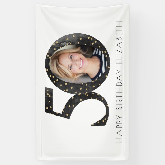 Zwart glitter 50 & een verbluffende foto spandoek (Verticaal)