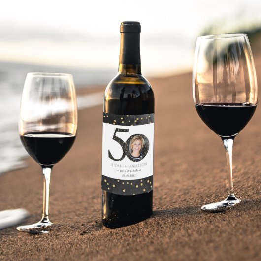 Zwart glitter 50 & een verbluffende foto wijn etiket
