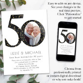 Zwart Glitter 50e Bruiloft Jubileum Party Kaart