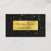 Zwart Glitter Achtergrond en Faux Gold Visitekaartje (Voorkant)