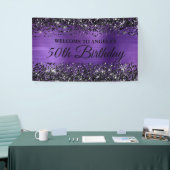 Zwart Glitter Amethist Folie 50e Verjaardag Welkom Spandoek (Beurs)