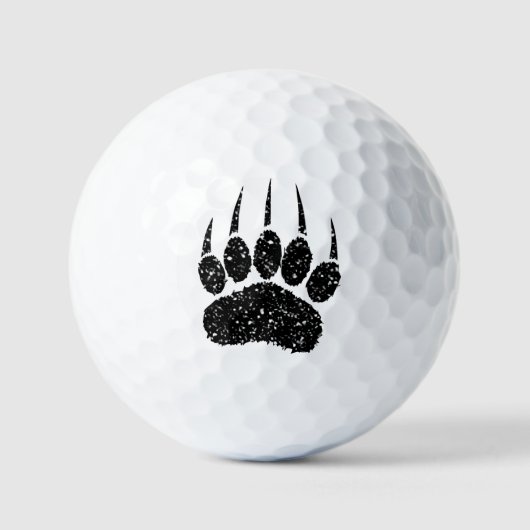 Zwart Glitter Beer Paw Print Tekening Golfballen (Voorkant)