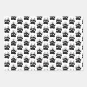 Zwart Glitter Beer Paw Print Tekening Inpakpapier Vel (Voorkant)