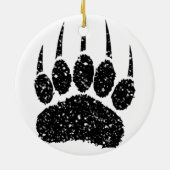 Zwart Glitter Beer Paw Print Tekening Keramisch Ornament (Achterkant)