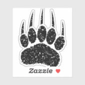 Zwart Glitter Beer Paw Print Tekening Sticker (Vel)
