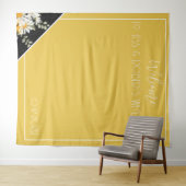 Zwart Glitter Bloemen & Mosterd Geel Achtergrond Wandkleed (In Situ (horizontaal))