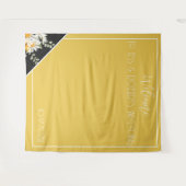 Zwart Glitter Bloemen & Mosterd Geel Achtergrond Wandkleed (Voorkant (horizontaal))