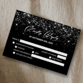 Zwart Glitter Bruiloft RSVP Kaartje