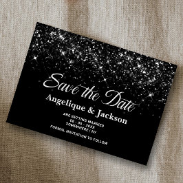 Zwart Glitter Bruiloft Save the Date