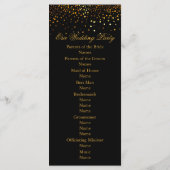 Zwart Glitter Confetti Faux Folie Trouwprogramma Programmakaart (Achterkant)