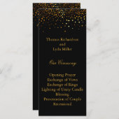 Zwart Glitter Confetti Faux Folie Trouwprogramma Programmakaart (Voorkant / Achterkant)