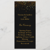 Zwart Glitter Confetti Faux Folie Trouwprogramma Programmakaart (Voorkant)