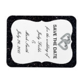 Zwart glitter Diamond harten sparen de datum magne Magneet (Horizontaal)