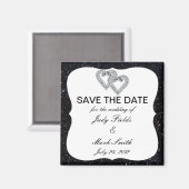 Zwart glitter Diamond harten sparen de datum magne Magneet (Voorkant / Achterkant)