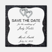 Zwart glitter Diamond harten sparen de datum magne Magneet (Voorkant)