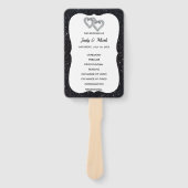 Zwart Glitter Diamond Hearts Trouwprogramma Fans Handwaaier (Voorkant)