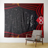 Zwart glitter Diamond Infinity Rode Gordijn Wandkleed (In Situ (horizontaal))